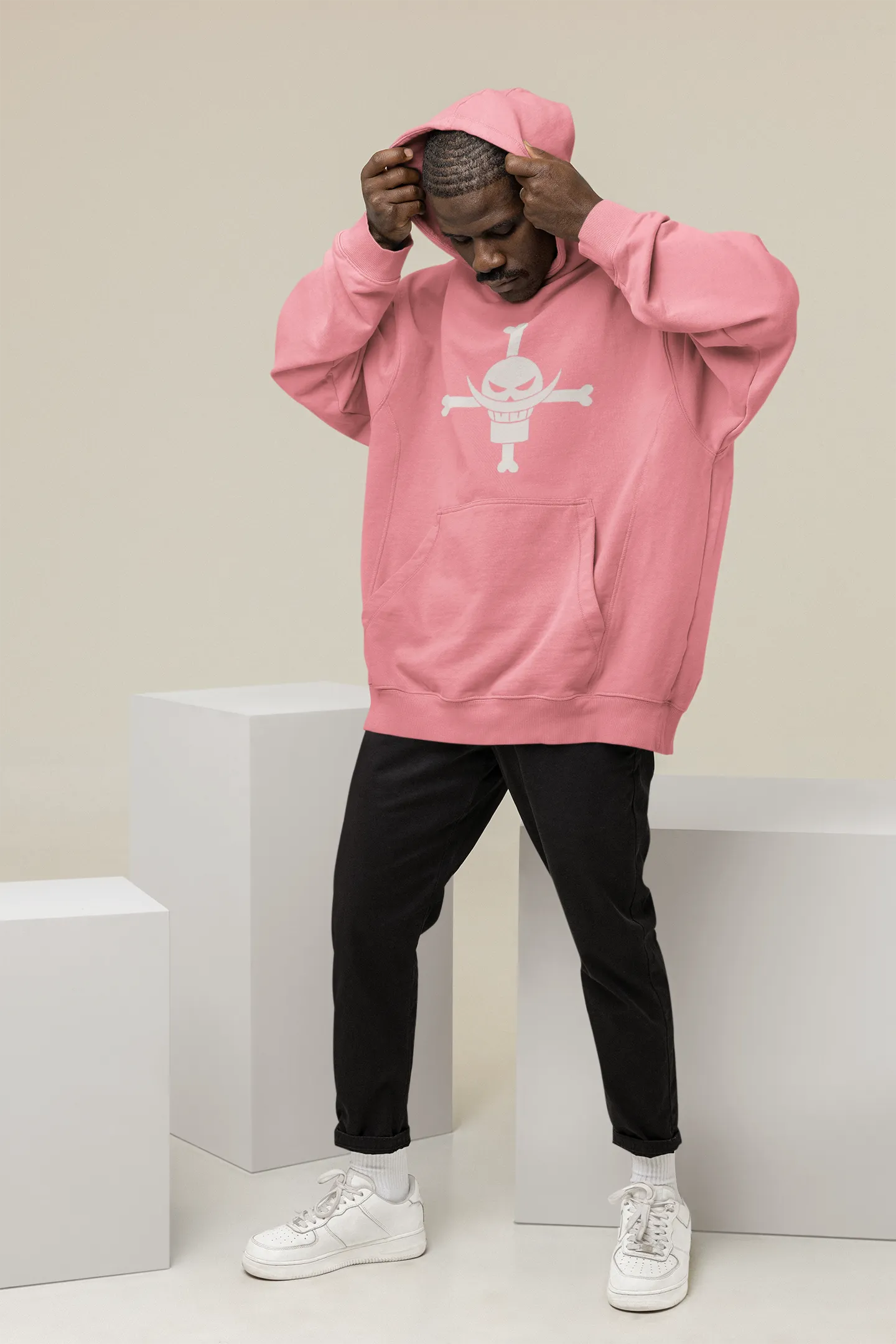 Anime Embroidered Oversized Hoodie in Pink  Hallensteins US